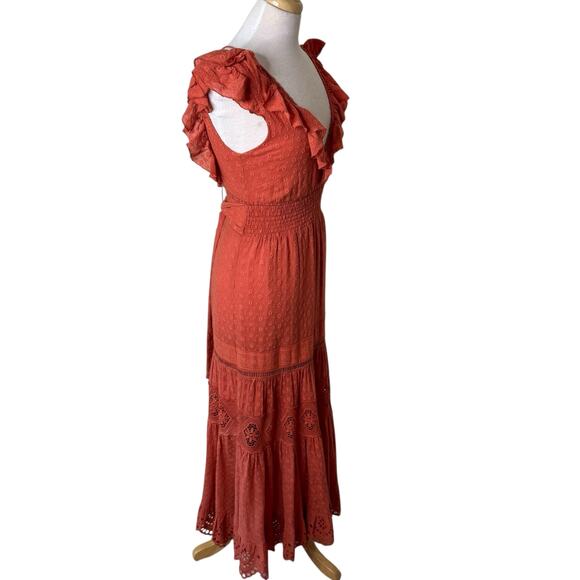 SPELL  Daisy Chain Frill Maxi Dress in Copper  Size XS - Picture 10 of 12